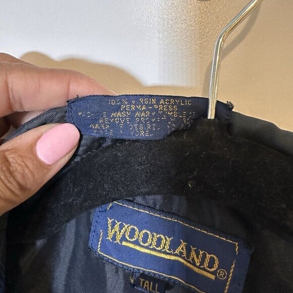 Vintage 80s Woodland Wool Blend Men’s Large Plaid Flannel Shirt Blue Button Up - Picture 4 of 6